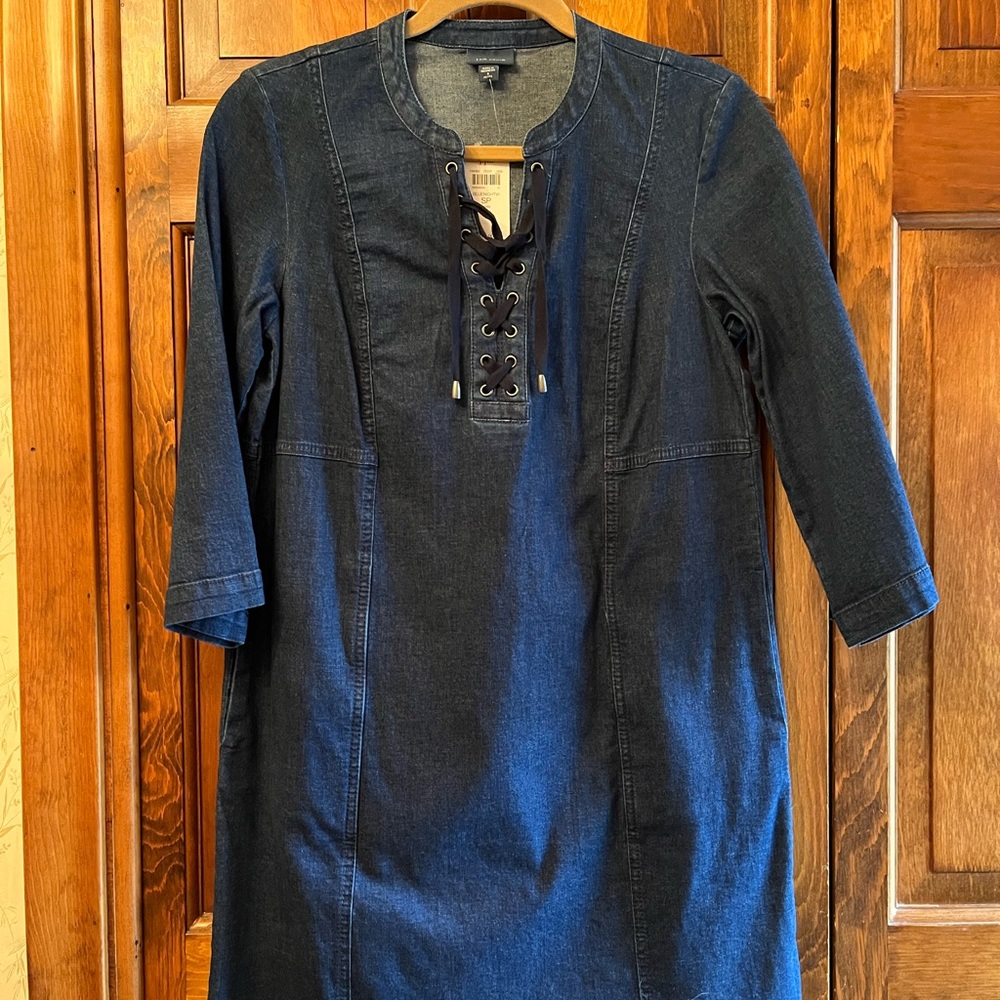 JJILL Denim Lace-Up Dress with Pockets SP
